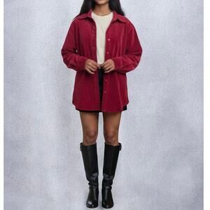 L.L. Bean Women’s Red Velvet Button Down Shirt Medium